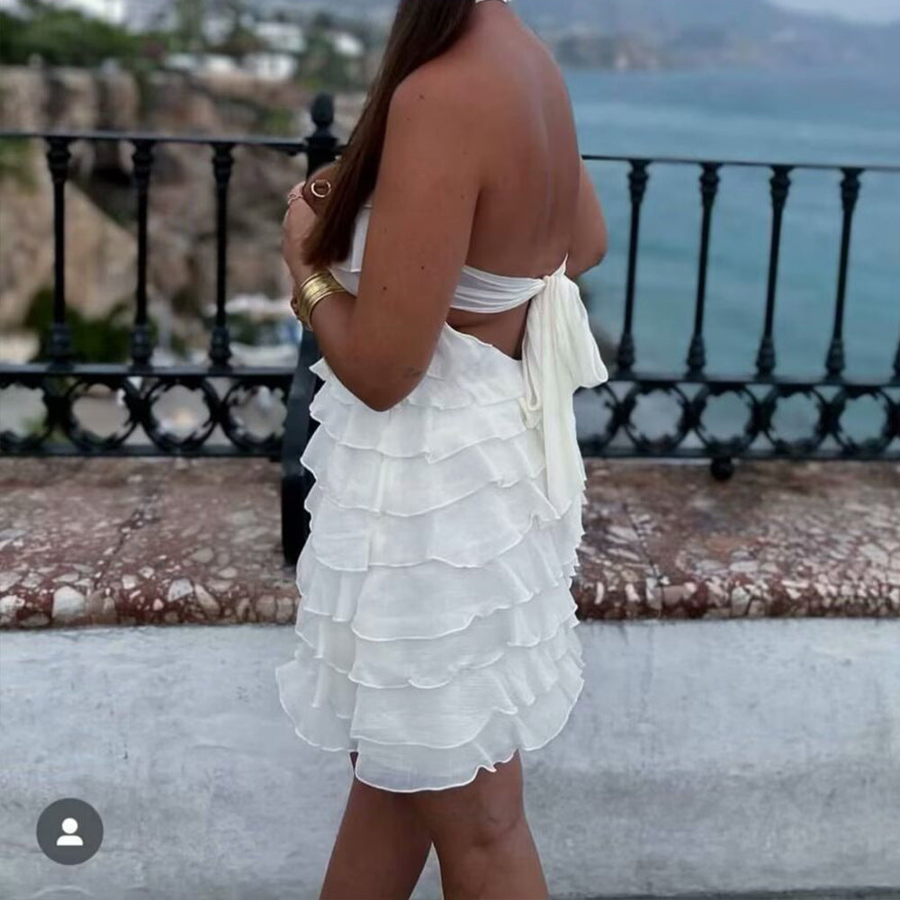 Eclat™ | Mini-robe superposée à volants – Dos nu léger