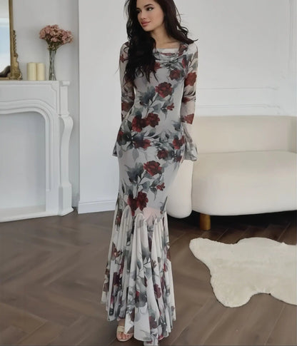 Eclat™ |Robe longue sirène fleurie Élégance romantique et charme intemporel