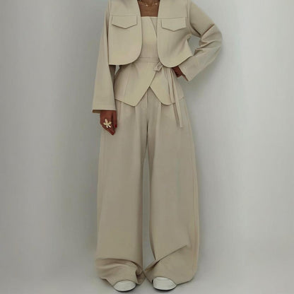 Éclat™ –Ensemble Femme 3 Pièces (Veste + Bustier + Pantalon Large)