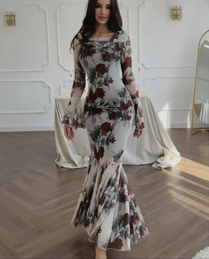 Eclat™ |Robe longue sirène fleurie Élégance romantique et charme intemporel