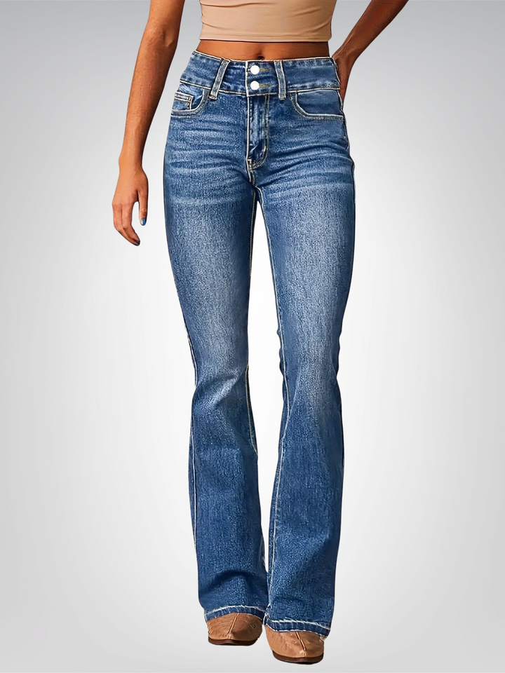 ARIANE™ | Jean taille haute à coupe déchirée avec extensibilité