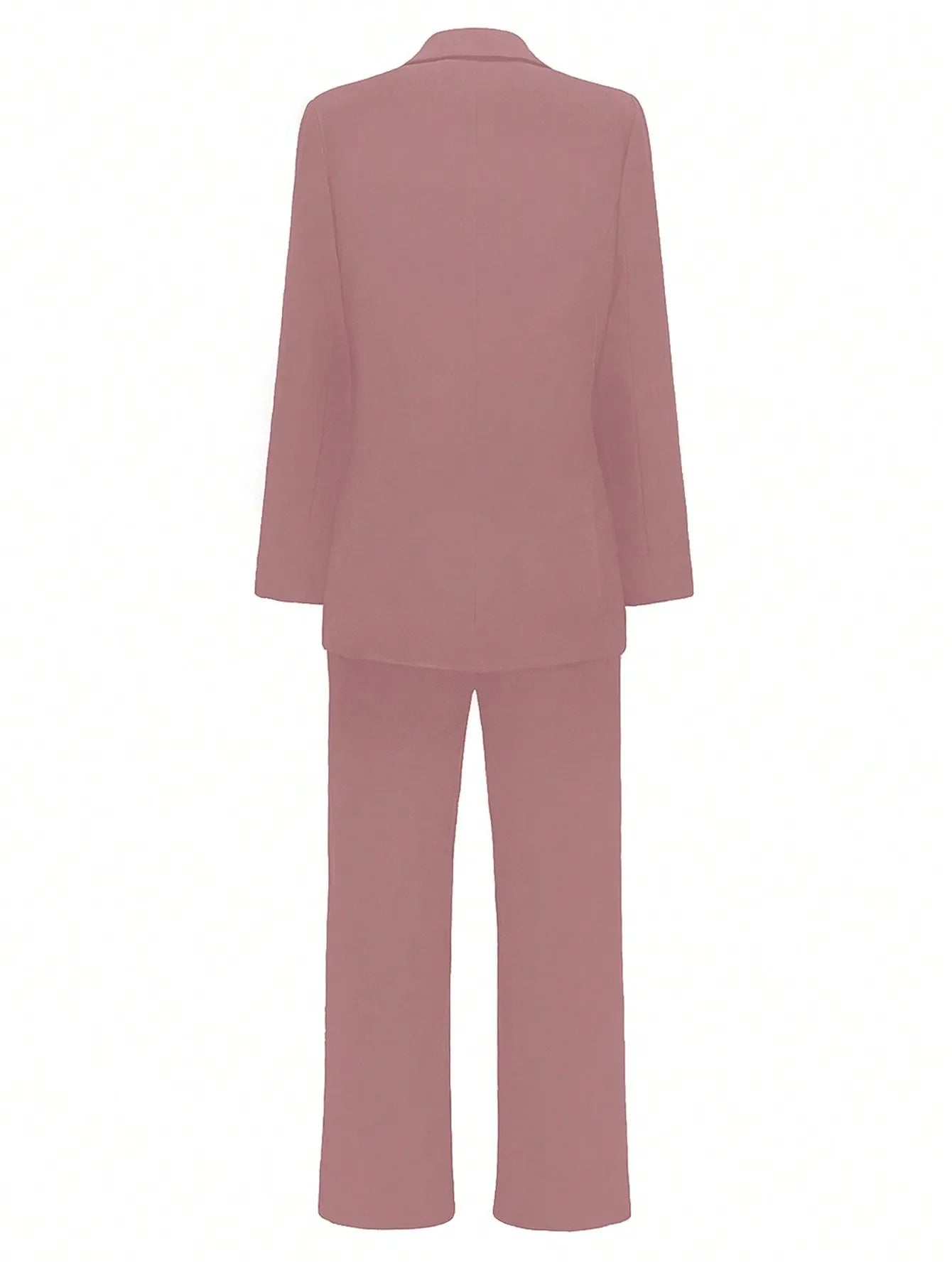 Blush Pink Women’s Power Suit – Wide-Leg Trousers & Structured Blazer with Bustier Top