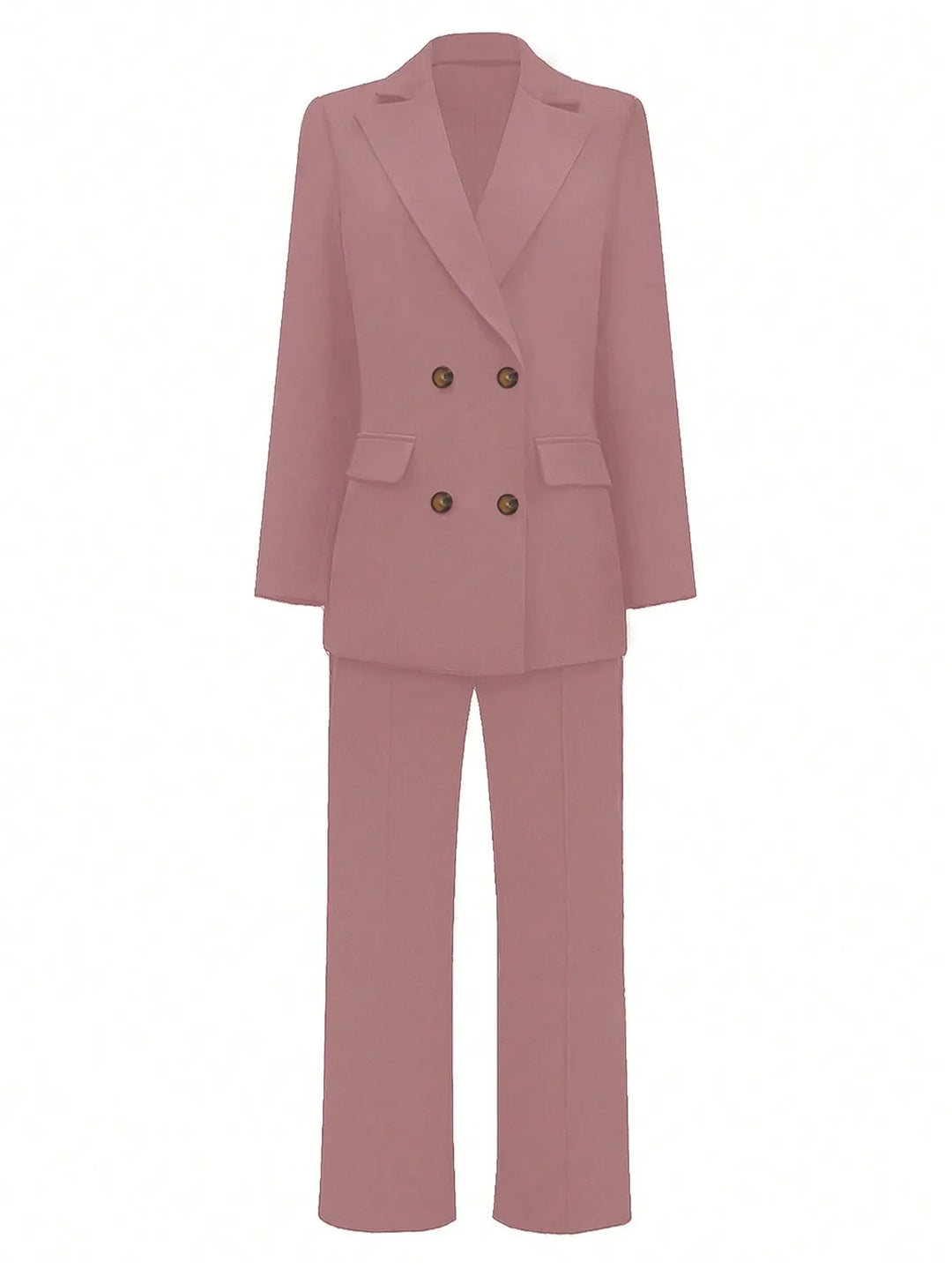 Blush Pink Women’s Power Suit – Wide-Leg Trousers & Structured Blazer with Bustier Top