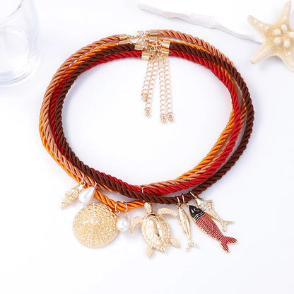 Set of 4 Bohemian Necklaces with Marine Charm