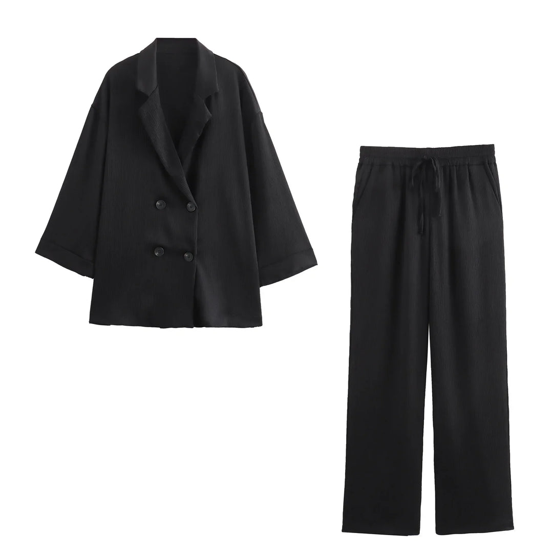 Relaxed Elegance 2-Piece Suit – Oversized Blazer & Wide-Leg Pants