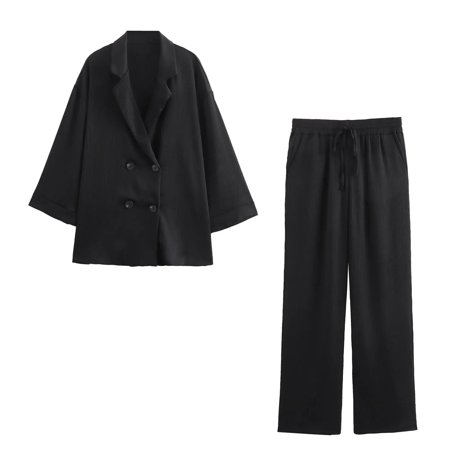 Relaxed Elegance 2-Piece Suit – Oversized Blazer & Wide-Leg Pants