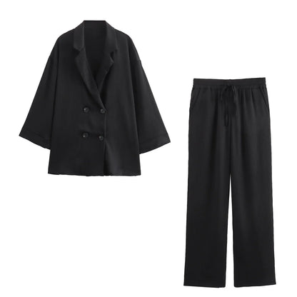 Relaxed Elegance 2-Piece Suit – Oversized Blazer & Wide-Leg Pants