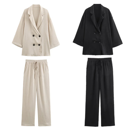 Relaxed Elegance 2-Piece Suit – Oversized Blazer & Wide-Leg Pants