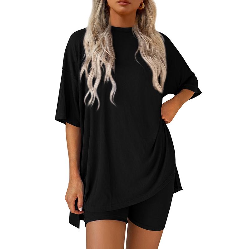 Lounge Set - Long Shirt + Biker shorts - Comfy wear