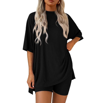 Lounge Set - Long Shirt + Biker shorts - Comfy wear