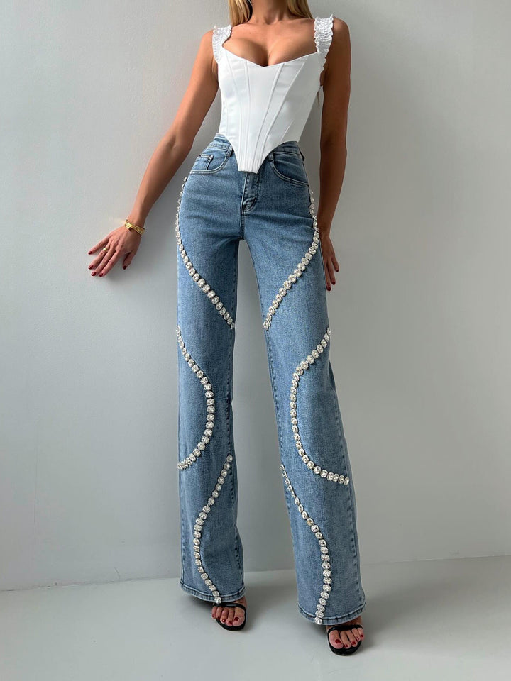 Eclat™ | Jean Pearl pour femme – Taille haute et détails glamour