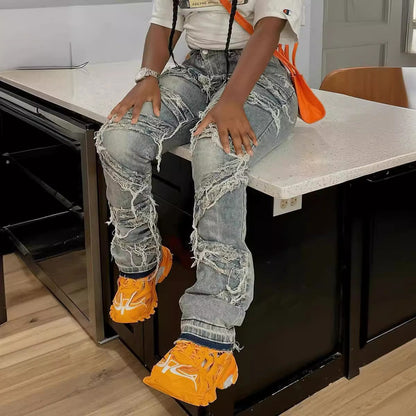 Eclat™ | Jean femme effet usé – Coupe slim et style urbain