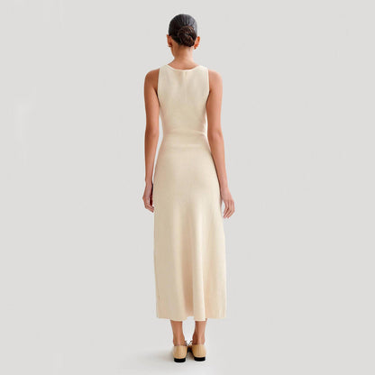 Eclat™ | Robe midi sans manches – Boutonnée et minimaliste chic