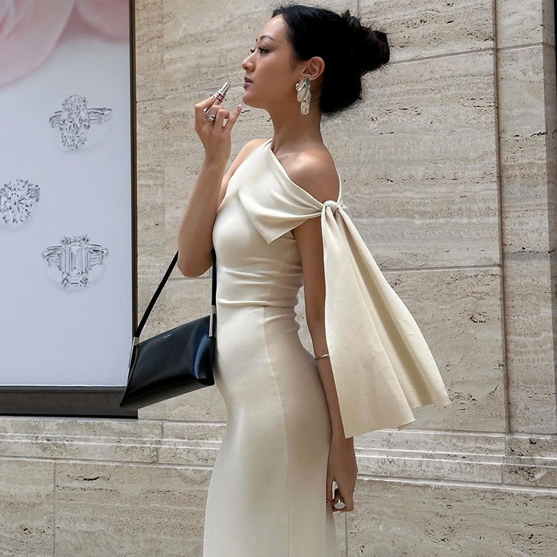 Eclat™ –Robe longue asymétrique  Élégance minimaliste et drapé fluide