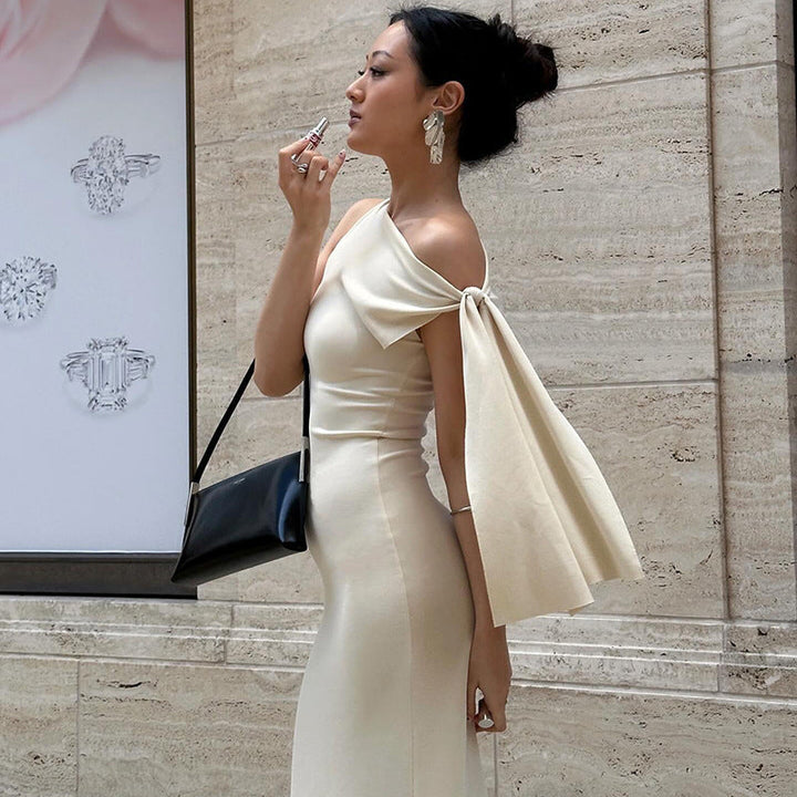 Eclat™ –Robe longue asymétrique  Élégance minimaliste et drapé fluide