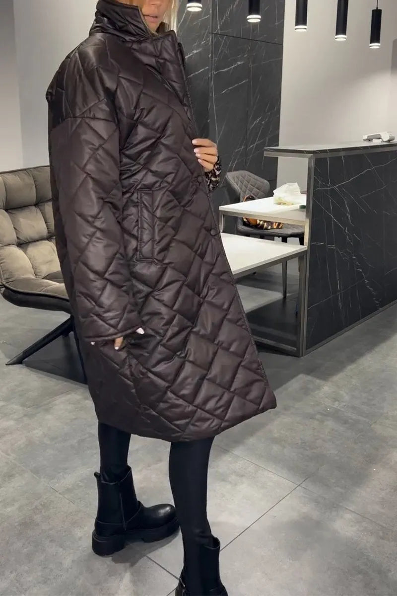 ÉCLAT™ – Manteau Matelassé Mi-Long Réversible avec Doublure Léopard