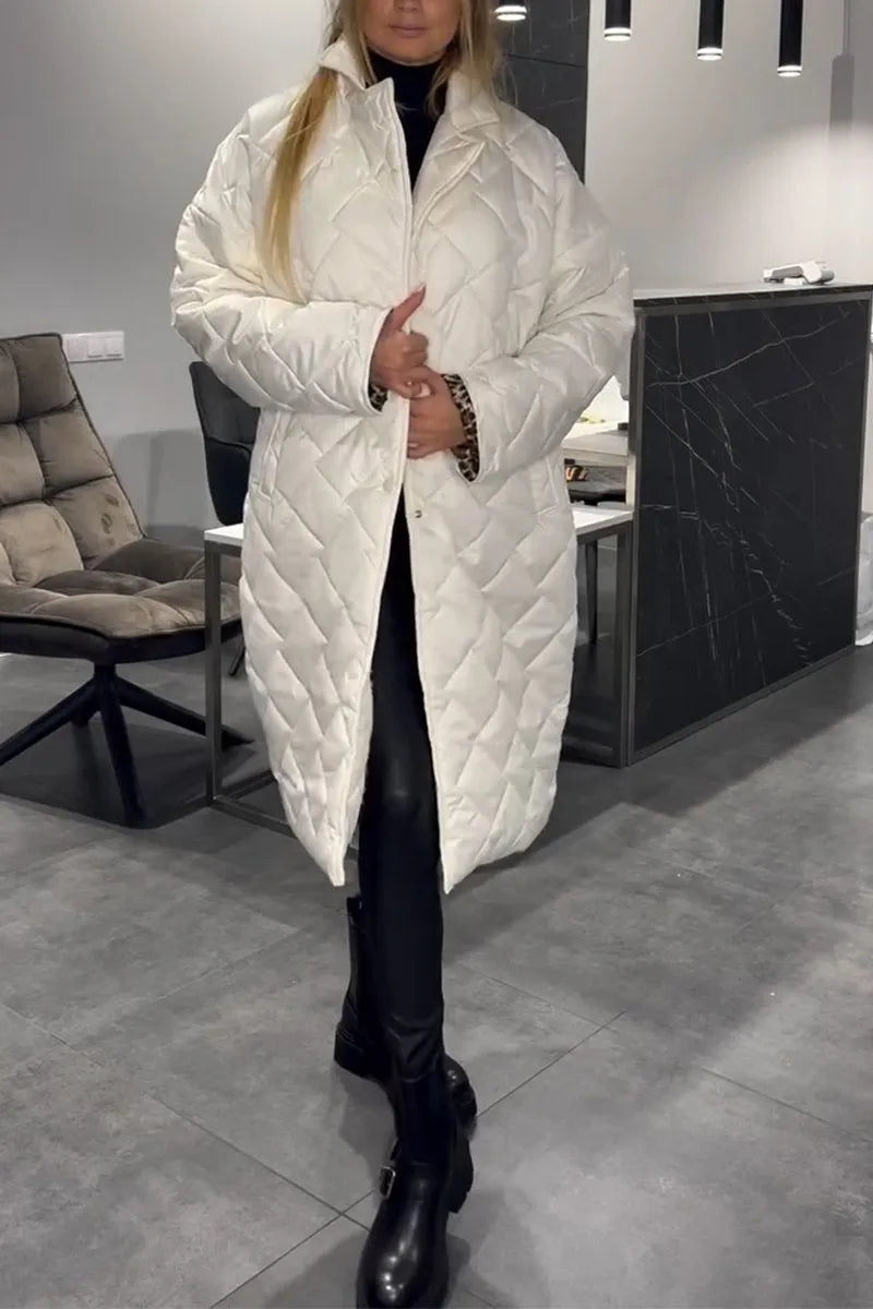 ÉCLAT™ – Manteau Matelassé Mi-Long Réversible avec Doublure Léopard