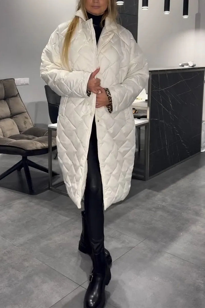 ÉCLAT™ – Manteau Matelassé Mi-Long Réversible avec Doublure Léopard