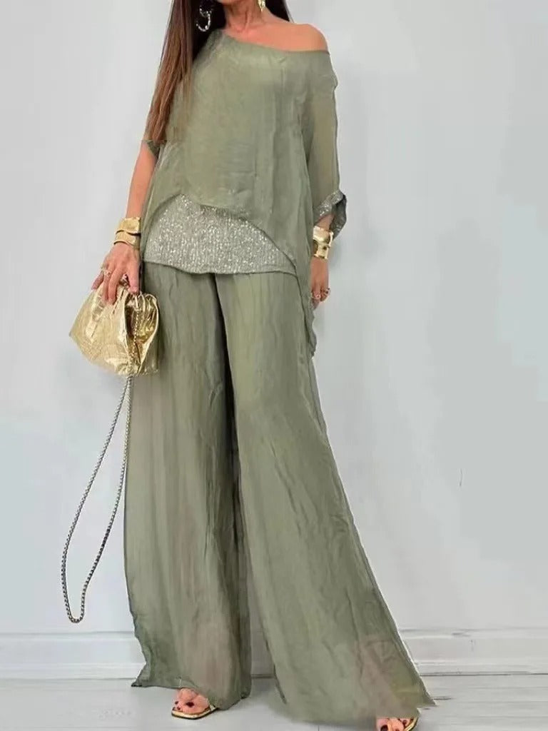 Ensemble en mousseline chic et sans effort – Ensemble fluide et luxueux